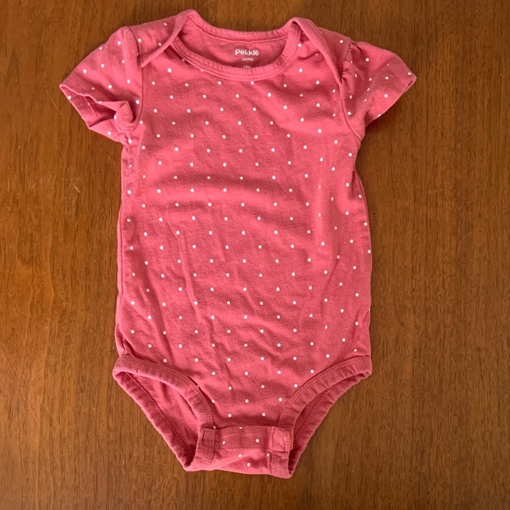 🍓3/$10 Pekkle Polka Dot Pink Baby Bodysuit size 18m